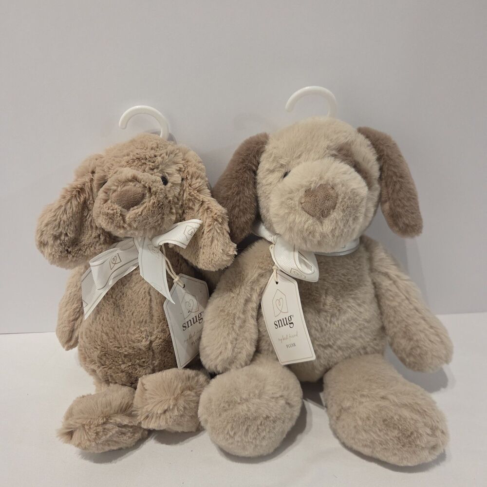 Nwt Lot Of 2 Snug Brown Dog Plush Infant Toddler Stuffed Animal 12" Soft Puppy